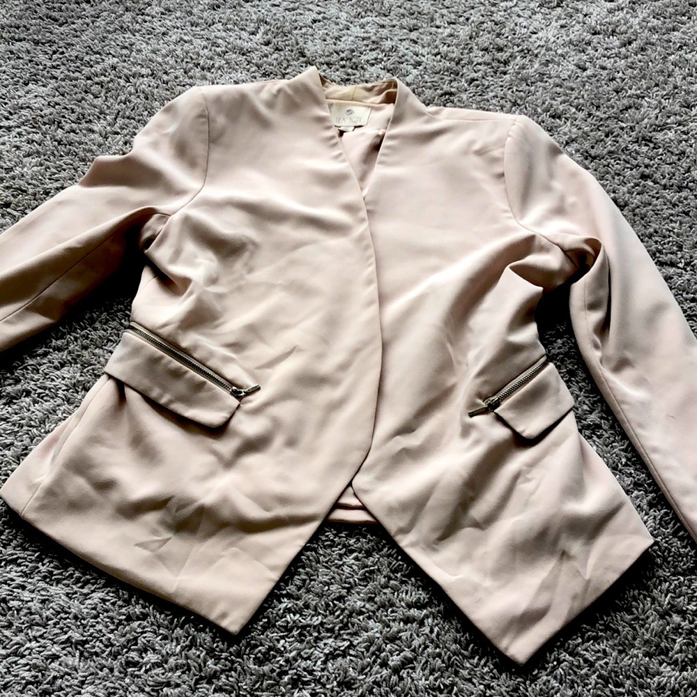Pale Pink Open-front Women’s Blazer by Lila Rose (Size L)